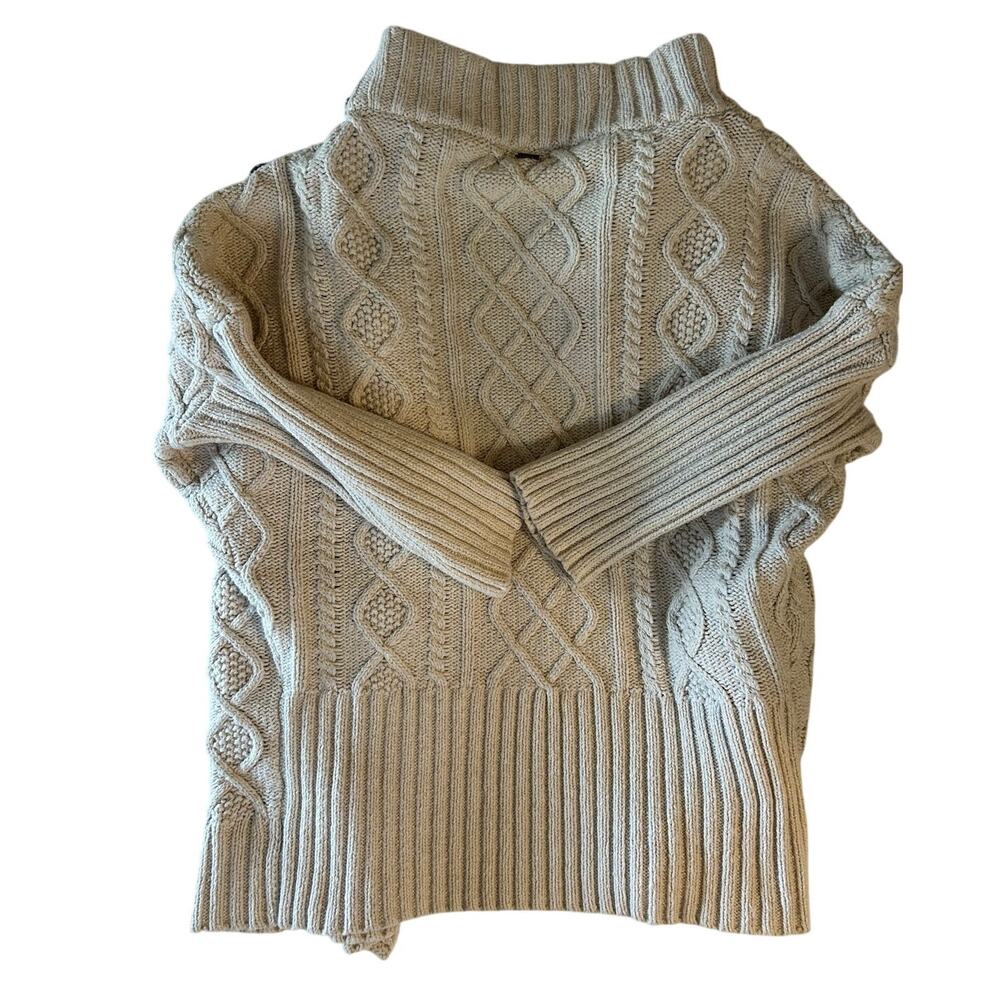 Prana Cream Chunk Knit Snap Collar Cardigan Womens Size XL - Picture 2 of 9